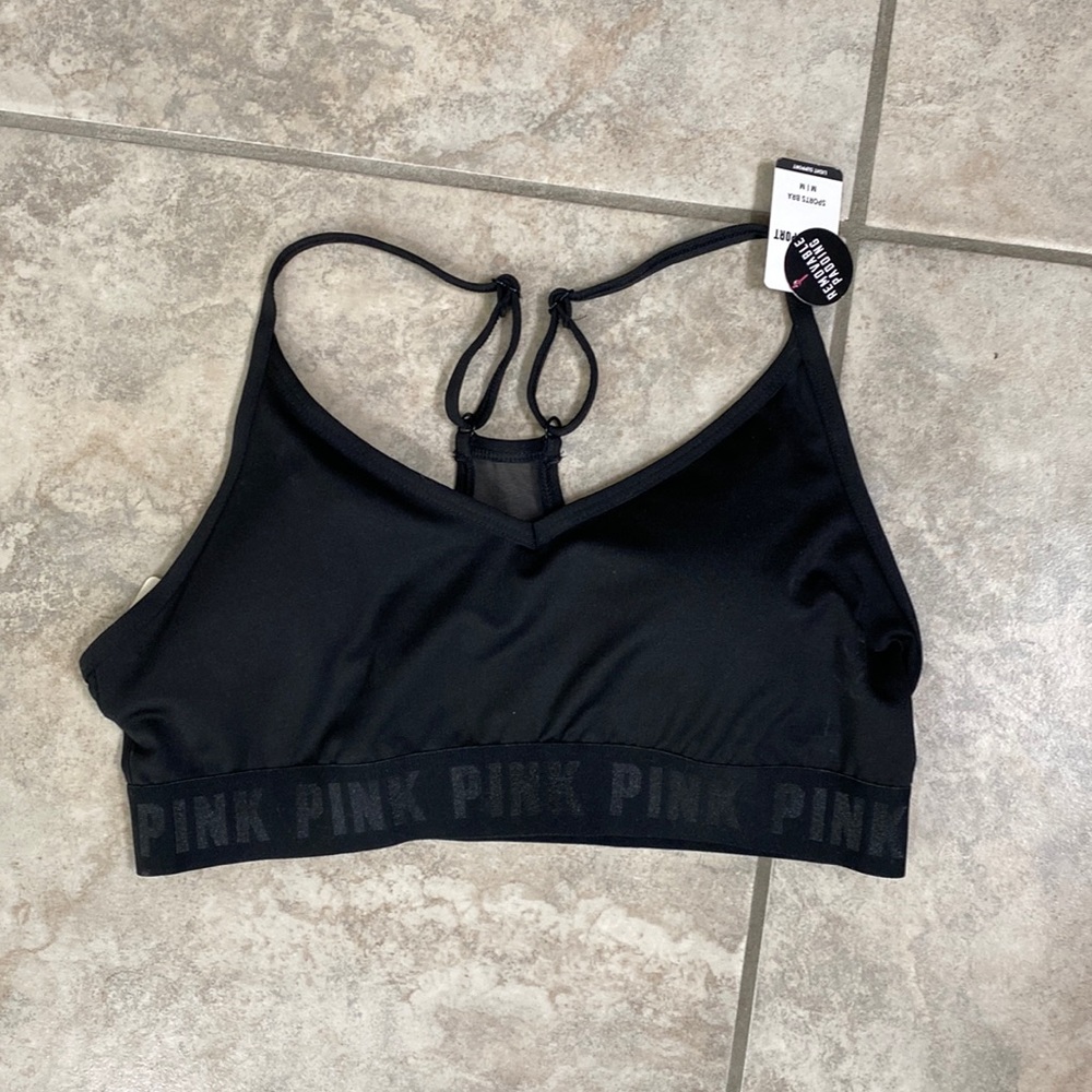 Pink Sports Bra black NWT
